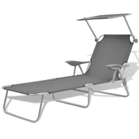 Sonnenliege mit grauer Stahlmarkise von vidaXL, Liegen - Ref: Foro24-42934, Preis: 95,97 €, Rabatt: %
