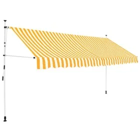 Manual retractable awning 400 cm orange and white striped by vidaXL, Awnings - Ref: Foro24-43236, Price: 88,94 €, Discount: %