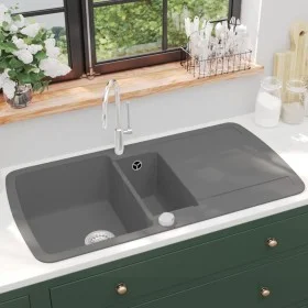 Küchenspüle mit zwei grauen Granitschüsseln von vidaXL, Sinkt - Ref: Foro24-142947, Preis: 260,48 €, Rabatt: %