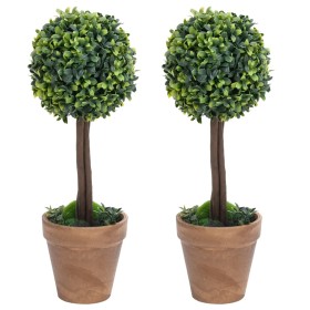Plantas de boj artificial 2 uds forma bola maceta verde 56 cm