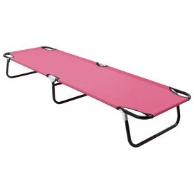 Tumbona plegable de acero rosa