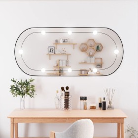 Espejo de pared ovalado con luces LED vidrio 45x100 cm