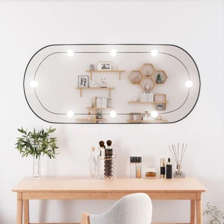 Oval wall mirror with glass LED lights 45x100 cm by vidaXL, Mirrors - Ref: Foro24-3189164, Price: 50,47 €, Discount: %