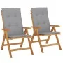 Reclining garden chairs and cushions 2 pcs solid teak wood by vidaXL, Garden chairs - Ref: Foro24-3196434, Price: 329,85 €, D...