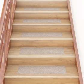 Alfombrilla autoadhesiva escalera 15 uds crema 76x20 cm