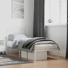 Estructura de cama de metal con cabecero blanco 75x190 cm de vidaXL, Camas y somieres - Ref: Foro24-373828, Precio: 67,64 €, ...