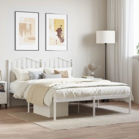 Metallbettgestell mit weißem Kopfteil 135x190 cm von vidaXL, Betten und Lattenroste - Ref: Foro24-373837, Preis: 96,11 €, Rab...