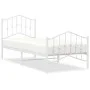 Metal bed frame with headboard and footboard white 90x200 cm by vidaXL, Beds and slatted bases - Ref: Foro24-373849, Price: 7...