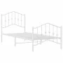 Metal bed frame with headboard and footboard white 90x200 cm by vidaXL, Beds and slatted bases - Ref: Foro24-373849, Price: 7...