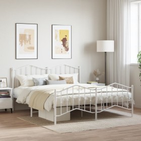 Estructura cama metal con cabecero y pie cama blanco 183x213 cm de vidaXL, Camas y somieres - Ref: Foro24-373861, Precio: 123...