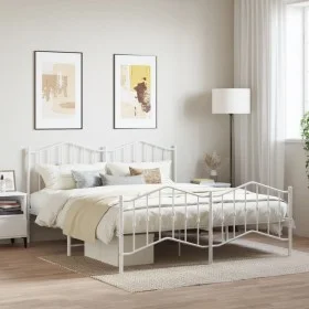 Metal bed frame with headboard and footboard white 183x213 cm by vidaXL, Beds and slatted bases - Ref: Foro24-373861, Price: ...