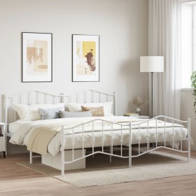 Estructura cama metal con cabecero y estribo blanco 200x200 cm de vidaXL, Camas y somieres - Ref: Foro24-373863, Precio: 131,...