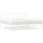 Metal bed frame with headboard and white footboard 200x200 cm by vidaXL, Beds and slatted bases - Ref: Foro24-373863, Price: ...