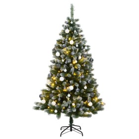 Árbol de Navidad artificial con bisagras 150 LED y bolas 150 cm