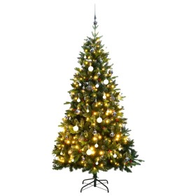 Árbol de Navidad artificial con bisagras 300 LED y bolas 240 cm