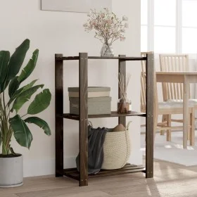 3-tier solid black pine wood shelf 60x38x90 cm by vidaXL, Industrial shelving - Ref: Foro24-373409, Price: 45,62 €, Discount: %