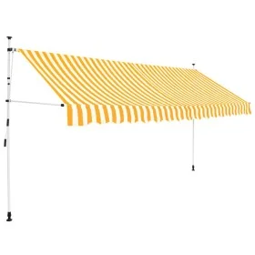 Retractable manual awning 350 cm orange and white striped by vidaXL, Awnings - Ref: Foro24-43235, Price: 91,15 €, Discount: %