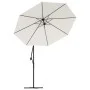 Sombrilla colgante con luces LED y palo metálico 300 cm arena de vidaXL, Sombrillas - Ref: Foro24-42970, Precio: 134,54 €, De...