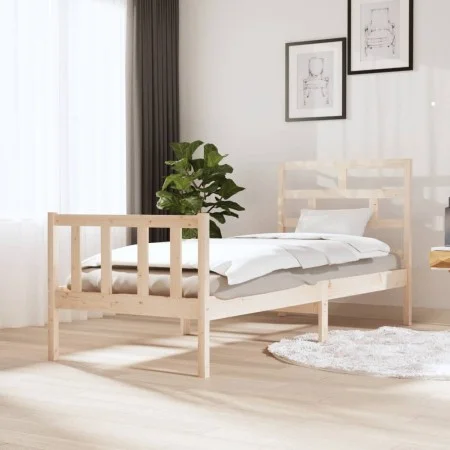 Solid pine wood bed frame 75x190 cm by vidaXL, Beds and slatted bases - Ref: Foro24-3101308, Price: 87,12 €, Discount: %