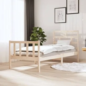 Solid pine wood bed frame 75x190 cm by vidaXL, Beds and slatted bases - Ref: Foro24-3101308, Price: 87,12 €, Discount: %