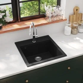 Fregadero de cocina de granito con un seno negro by vidaXL, Sinks - Ref: Foro24-142948, Price: 168,26 €, Discount: %