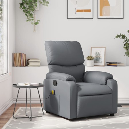Sillón de masaje reclinable cuero sintético gris de vidaXL, Sillones - Ref: Foro24-373444, Precio: 215,89 €, Descuento: %