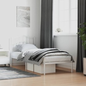 Estructura de cama de metal con cabecero blanco 90x200 cm de vidaXL, Camas y somieres - Ref: Foro24-373831, Precio: 75,17 €, ...