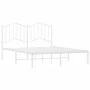 Metal bed frame with white headboard 140x190 cm by vidaXL, Beds and slatted bases - Ref: Foro24-373838, Price: 108,71 €, Disc...