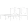 Metal bed frame with white headboard 140x190 cm by vidaXL, Beds and slatted bases - Ref: Foro24-373838, Price: 108,71 €, Disc...