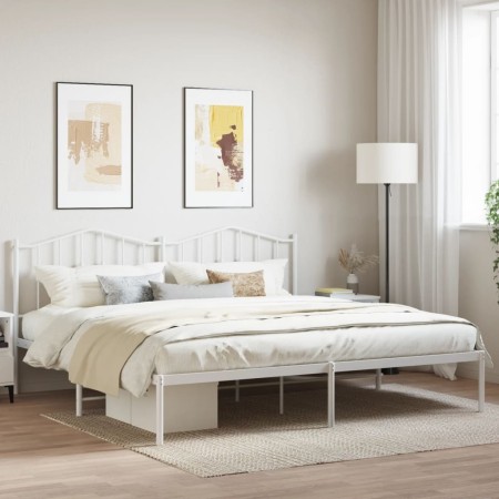 Bettgestell aus Metall mit weißem Kopfteil 193x203 cm von vidaXL, Betten und Lattenroste - Ref: Foro24-373844, Preis: 102,57 ...