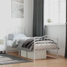 Metal bed frame with headboard and footboard white 75x190 cm by vidaXL, Beds and slatted bases - Ref: Foro24-373846, Price: 7...