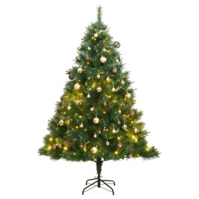 Árbol de Navidad artificial con bisagras 300 LED y bolas 210 cm