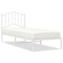 Bettgestell aus Metall mit weißem Kopfteil 90x190 cm von vidaXL, Betten und Lattenroste - Ref: Foro24-373830, Preis: 80,59 €,...