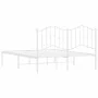 Bettgestell aus weißem Metall mit Kopfteil 140x200 cm von vidaXL, Betten und Lattenroste - Ref: Foro24-373839, Preis: 97,95 €...