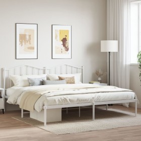 White metal bed frame with headboard 200x200 cm by vidaXL, Beds and slatted bases - Ref: Foro24-373845, Price: 109,55 €, Disc...