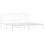 White metal bed frame with headboard 200x200 cm by vidaXL, Beds and slatted bases - Ref: Foro24-373845, Price: 107,94 €, Disc...