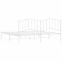White metal bed frame with headboard 200x200 cm by vidaXL, Beds and slatted bases - Ref: Foro24-373845, Price: 107,94 €, Disc...