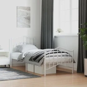 Metal bed frame with headboard and footboard white 80x200 cm by vidaXL, Beds and slatted bases - Ref: Foro24-373847, Price: 8...