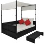 Cama de jardín con toldo ratán sintético negro 190x130 cm de vidaXL, Camas para exteriores - Ref: Foro24-42901, Precio: 546,47 €