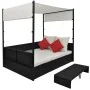 Gartenbett mit schwarzer synthetischer Rattan-Markise 190x130 cm von vidaXL, Betten im Freien - Ref: Foro24-42901, Preis: 540...