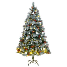 Árbol de Navidad artificial con bisagras 300 LED y bolas 240 cm