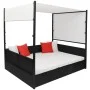 Cama de jardín con toldo ratán sintético negro 190x130 cm de vidaXL, Camas para exteriores - Ref: Foro24-42901, Precio: 540,4...