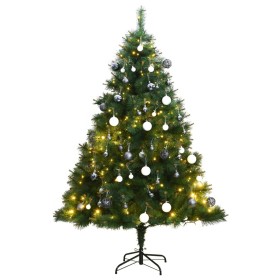 Árbol de Navidad artificial con bisagras 300 LED y bolas 210 cm