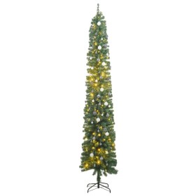 Árbol de Navidad estrecho con 300 LED y bolas 270 cm