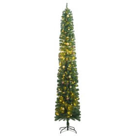 Árbol de Navidad estrecho con 300 LED y bolas 270 cm