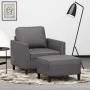 Grauer Kunstledersessel mit Hocker 60 cm von vidaXL, Sofas - Ref: Foro24-3201119, Preis: 177,88 €, Rabatt: %