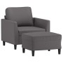Gray synthetic leather armchair with stool 60 cm by vidaXL, Sofas - Ref: Foro24-3201119, Price: 180,40 €, Discount: %
