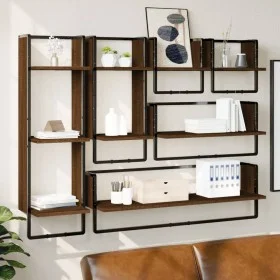 Estantes pared con barras 6 pzas madera ingeniería marrón roble by vidaXL, Shelves and shelves - Ref: Foro24-836317, Price: 7...