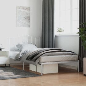 Metallbettgestell mit weißem Kopfteil 107x203 cm von vidaXL, Betten und Lattenroste - Ref: Foro24-373834, Preis: 70,51 €, Rab...