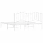 White metal bed frame with headboard 160x200 cm by vidaXL, Beds and slatted bases - Ref: Foro24-373841, Price: 107,56 €, Disc...